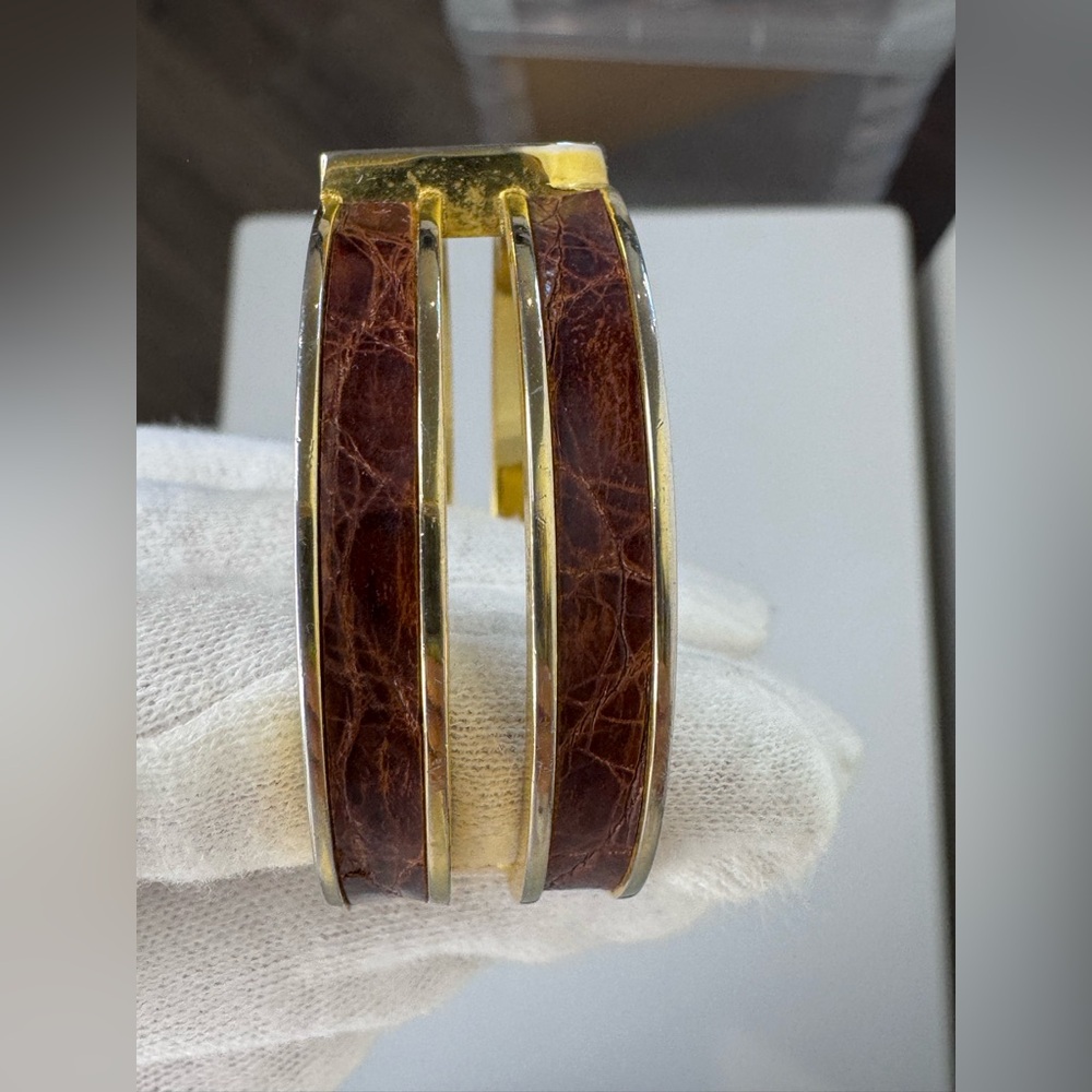 Loewe Vintage L-logo double cuff embossed bangle bracelet with COA - Picture 14 of 14